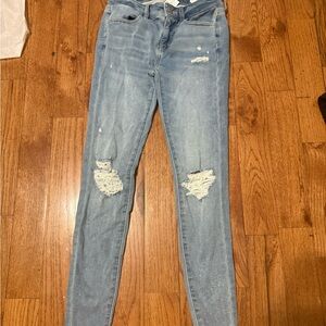 American Eagle Outfitters Light Blue Distressed Skinny Jeans
